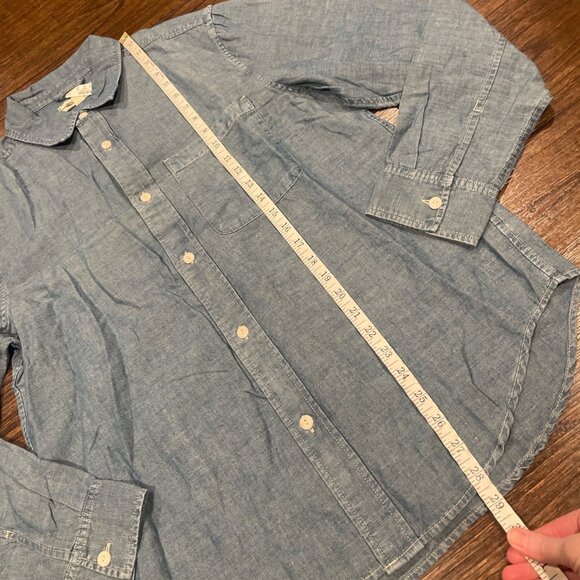 NWT Madewell Men's M Chambray Button-Up Shirt Cotton-Linen Blend Lorena Wash - Picture 5 of 7